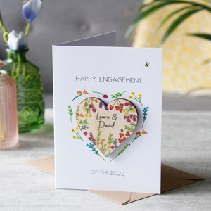 Wildflower Magnet Engagement Card - Got Engaged  Card - She Said Yes - Happy Engagement - Personalised Card - Letter Box Gift - 3D card