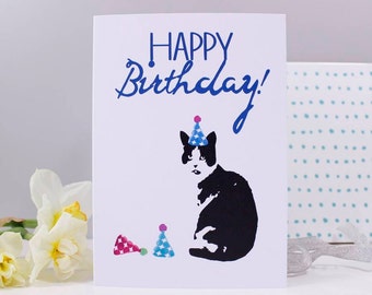 Happy Birthday Cat Party Hat Card / Party Cat / Cat Card / Love Cats / Funny Cat Card