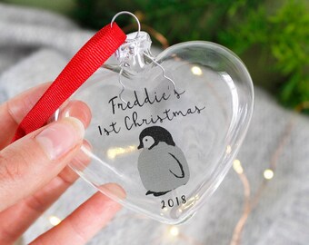 Baby First Christmas Penguin Bauble - First Christmas Bauble -  Personalised Bauble - First Christmas Keepsake - Baby's 1st Christmas 2022