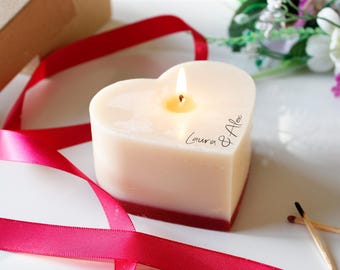 Personalised Heart Candle – Eco-Friendly Recycled Wax, Anniversary Gift