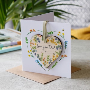 Tarjeta personalizada y decoración de madera del Día del Padre - Tarjeta 3D - Tarjeta y regalo - Regalo de buzón para papá - Te amo papá - Padrastro - Tío