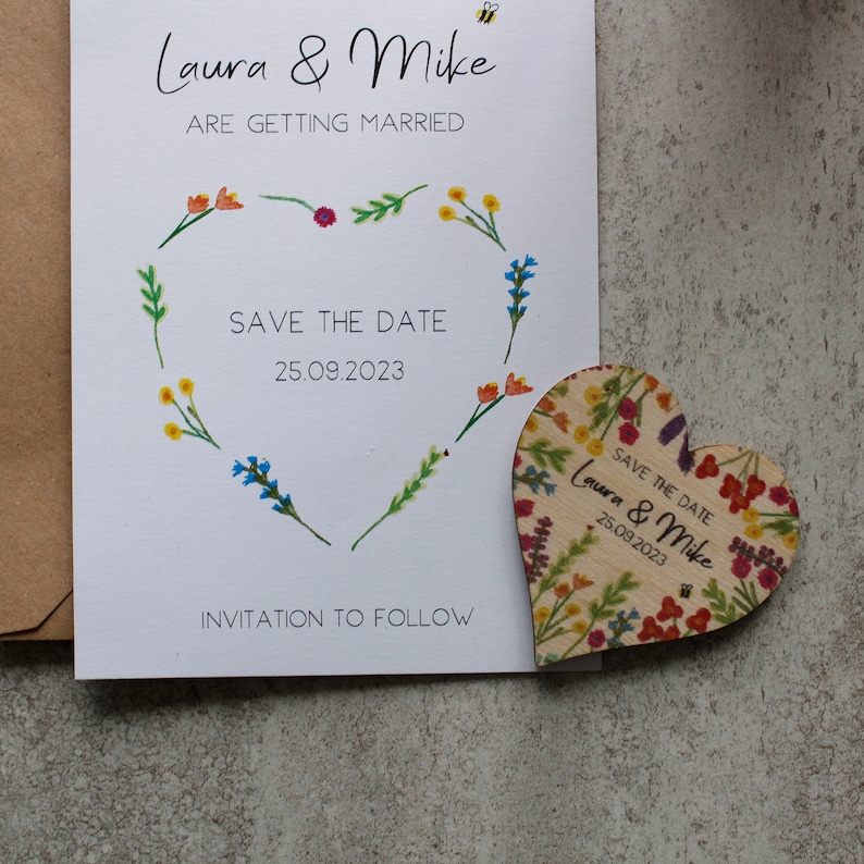 Wildflower Magnet Save The Date - Save The Date - Getting Married - Wedding Invitations - Garden Wedding - Eco Friendly Invites - Floral image 4