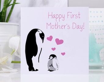 First Mother's Day Penguin Card, 1st Mother's Day, New Mom,First Mummy Day, Mummy, Baby Penguin, New Mam, 1st Mother's Day Card