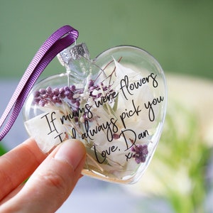 Floral Bauble Keepsake For Mum - Thank You Mom - Love Message Gift - Pink Flower Bauble - Happy Mother&#39;s Day - Dried Flowers - Mam Birthday