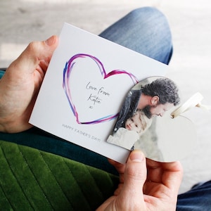 Gelukkige Vaderdag foto hart en gepersonaliseerde kaart-alternatieve Vaderdag kaart-fotokaart-opknoping decoratie-Happy vaderdag