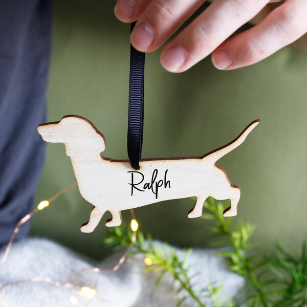 Dog Wooden Hanging Decoration - Daschund - Border Collie - Labrador - Scottish Terrier - Staffy - Cocker Spaniel- Personalised decoration