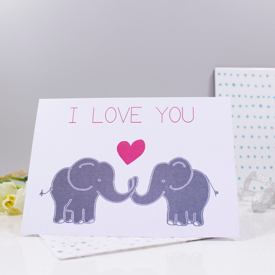 I Love You Elephant Anniversary Card Elephant Anniversary - Etsy India