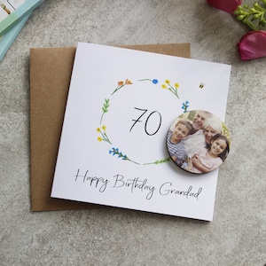 Cartão magnético com foto personalizada para o 70º aniversário - Cartão para o pai - 70º aniversário - Feliz aniversário - Cartão 3D - Presente e cartão - Cartão para a avó