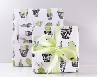Cacti Wrapping Paper – Cactus Giftwrap – houseplant gift wrap – cacti gift wrap – cactus recycled wrapping paper – succulent gift wrap