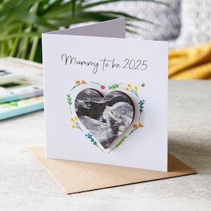 Tarjeta con foto magnética para el Día de la Madre - Tarjeta para la ecografía del bebé - Tarjeta de anuncio - Tarjeta para el Día de la Madre para la futura mamá - Futura mamá -