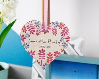 Regalo di nuovo cuore nasce vivaio decorazione - nuovo regalo del bambino - personalizzato Nursery Decor - nuovi nati Keepsake - bambino