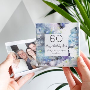 Feliz cumpleaños papá carta caja regalo - azulejos de madera - fotos de pared - azulejos de pared - regalo de cumpleaños 60 para él - 50 papá - regalo de cumpleaños 70