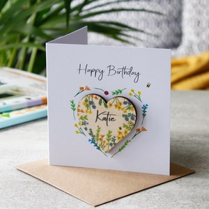 Carte photo magnétique pour 21e anniversaire - Carte personnalisée pour elle - Fleur sauvage - Carte-cadeau 3D - Carte réutilisable - Aimant joyeux 21e anniversaire