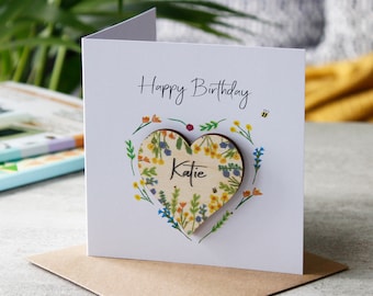 21st Birthday Magnet Photo Card - Personalised Card For Her - Wildflower - 3D Gift Card - Re-useable Card - Happy 21st Birthday Magnet