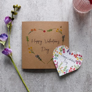 Cartão de Dia dos Namorados e Coração de Sementes - Cartão e Presente em um - Presente em caixa de correio - Feliz Dia dos Namorados - Cartão de papel semente - Cartão plantável
