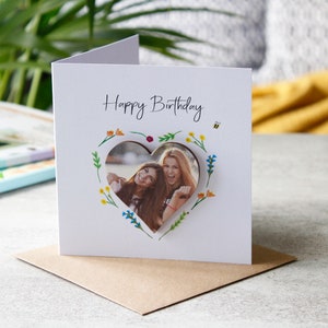 Carte photo Aimant d’anniversaire - Carte personnalisée pour elle - Carte photo - Carte cadeau 3D - Carte réutilisable - Aimant joyeux anniversaire