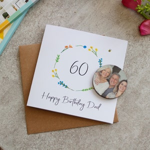 60e verjaardag gepersonaliseerde fotomagneetkaart - kaart voor mama - 60e verjaardag - gelukkige verjaardag - 3D-kaart - cadeau en kaart - kaart voor oma