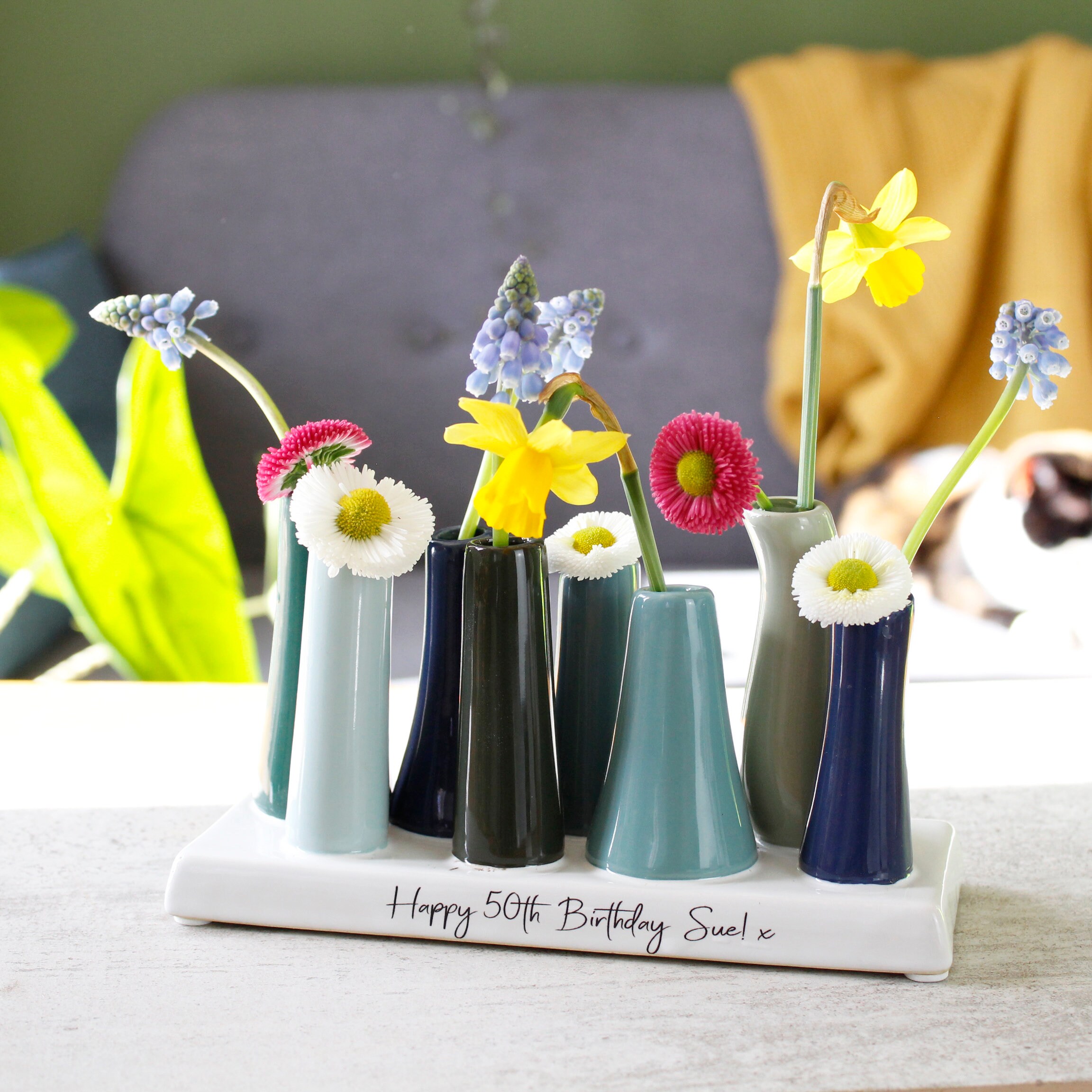Birthday Colourful Ceramic Vase Happy Birthday Vase Flower Etsy