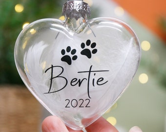Pet Memory Bauble - Pet Loss Gift - Dog Bauble - Cat Bauble -Christmas Decoration - Feather Bauble - Pet Gift - Paw Print
