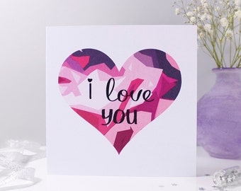 Geometric Heart Anniversary Card - Happy Anniversary Card - Geometric Love You Card - Geometric Anniversary Card - Valentine's Day Card