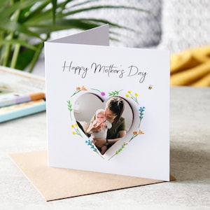 Moederdag fotomagneetkaart - Fijne Moederdag - Stiefmoeder - Fotokaart - Fotomagneet - Mummiedagcadeau en -kaart - Kaart voor moeder -