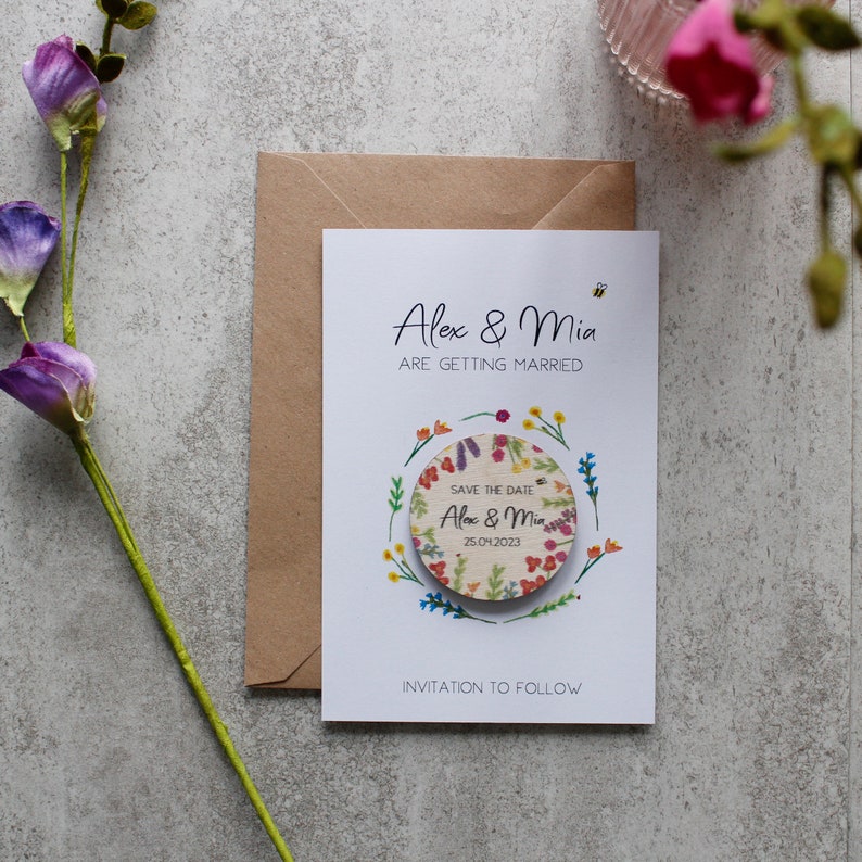 Wildflower Magnet Save The Date - Save The Date - Getting Married - Wedding Invitations - Garden Wedding - Eco Friendly Invites - Floral image 7