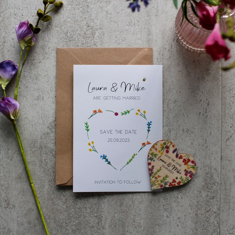 Wildflower Magnet Save The Date - Save The Date - Getting Married - Wedding Invitations - Garden Wedding - Eco Friendly Invites - Floral image 5