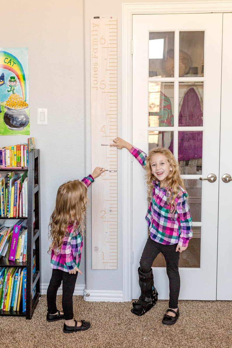 Whitewashed Farmhouse Boho Wooden Ruler Grown Chart Height | Etsy