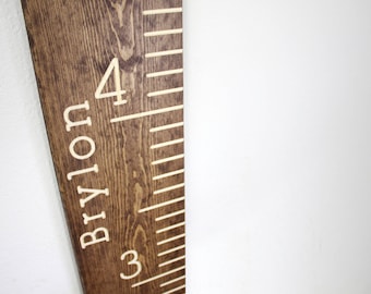 Personalized Engraved Growth Chart- Wood Growth Chart Ruler- Walnut Kids Measuring Stick- Carved Height Chart- Personalized Gift