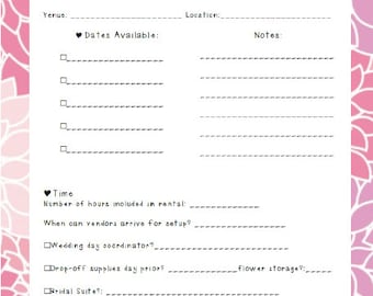 Lista de verificación del lugar de la boda