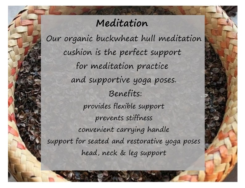 Organic Buckwheat 3 Piece Meditation Set, Zafu Meditation Cushion, Meditation Pillow, Lavender Eye Pillow, Back and Neck Support, Yoga Gift image 5