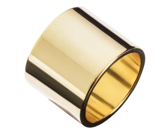 925 Sterling Silver WIDE Open Cylinder Cigar Band Wrap Ring Polished Shiny Sz 9