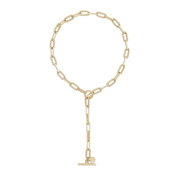 Collier Lariat convertible Enzo Toggle, collier de chaîne à maillons torsadés plaqué 14K, design minimaliste de haute qualité, cadeaux étonnants pour elle