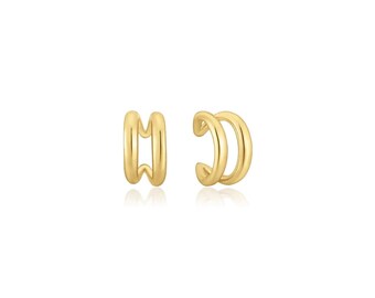 Double Ear Cuff, 14K Gold Plated, Sterling Silver Earrings, Stylish Accent for Effortless Elegance, Ideal Gift for Women Timeless Beauty
