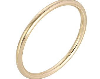 Round Classic Bangle, 14k Plated Thick Bangle, Minimalist Smooth Women Jewelry, Tarnish & Resistant Free Material, Simple Stackable Gifts