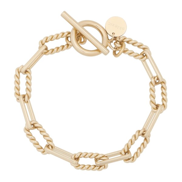 Bracelet à chaîne Enzo Toggle, bracelet à chaîne à maillons torsadés plaqué 14K, design minimaliste délicat, bijoux de tous les jours, cadeaux de bracelets pour femmes