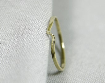 Gold ring with a twist, twisted metal, hand forged minimalist ring