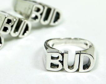 Man's Large Monogram Ring With Personalized Initials in Sterling Silver,Custom Made Signet Ring With Block Letter Initials.