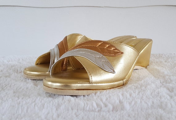 gold lame sandals