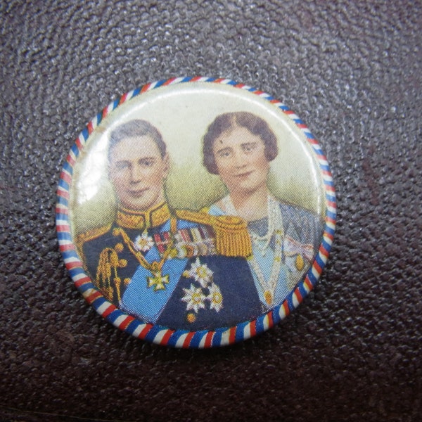 Antique Original Badge, Button, Coronation of George V1 and Elizabeth 1937. Royal Coronation, English Royal Collectible 1930s