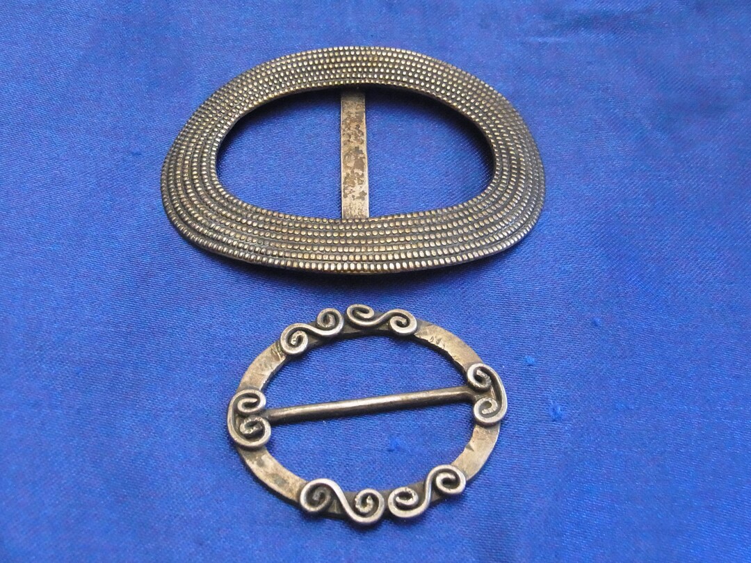 Two Antique Era Steel Buckles 1800s. Sewing Collectible. Shoe Accessory. Retro Dress