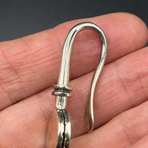 Antique Styled Sterling Silver Napkin Holder hook clip, English clothing dining accessory Serviette holder, initial B