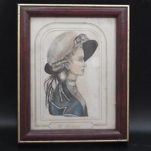 Antique miniature water colour Georgian Lady cir early/mid 1800s. Victorian are. Portrait art 20th Century Painting. Collectible art