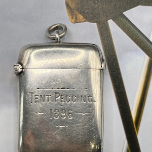 Victorian Sterling Silver Vesta Case, Cavalry, Tent Pegging, 1896, Chester hallmarks, 1895, Match Holder Match Safe with Striker, equestrian