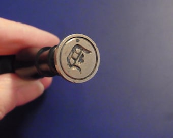 Antique Wax Seal initial D, late 1800s early 1910s Gothic treen. wooden office. Personal stationery. vintage Wax Seal Initial D writing Gift