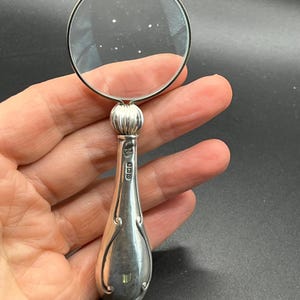 Antique King George V era Sterling Silver Handled small magnifying glass, Birmingham 1913. Office Accessory. Desk  gift. Pocket magnifier.