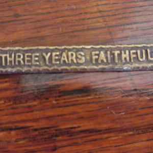 Vintage Tiny Metal Plaque, Three Years Faithful, 1.25 inches long, 3 cm Weddiing Anniversary, Third, Three Years, celebration, fiance