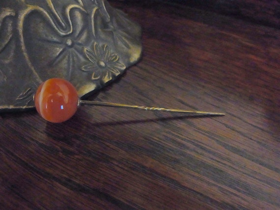 Antique Victorian banded agate stick pin - Englis… - image 1