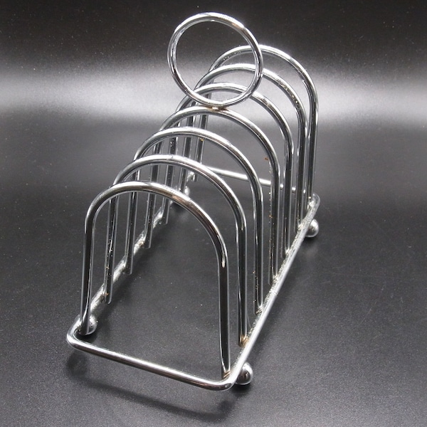 Chrome 6 Slot Toast rack circa 1970s,  Retro Kitchenalia, Wedding Table. Napkin Holder.Letter Rack Breakfast table.