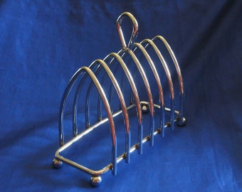Antique styled Chrome 6 Slot Toast rack circa 1970s,  Retro Kitchenalia, Wedding Table. Napkin Holder.Letter Rack Breakfast table.